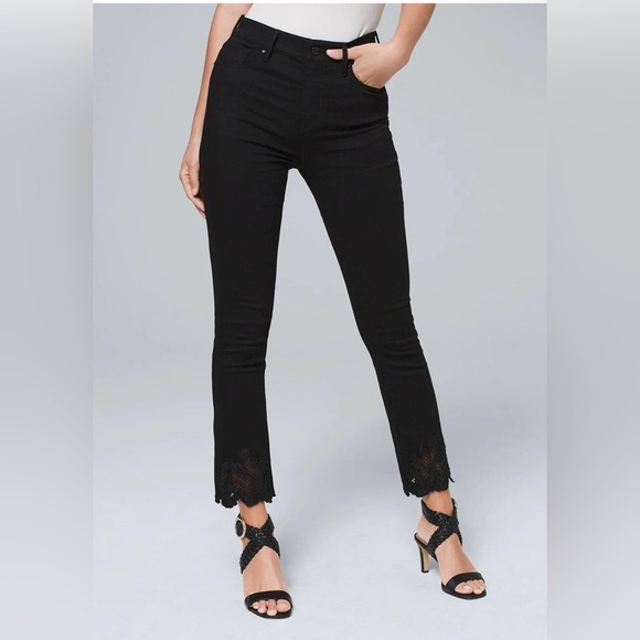 White House Black Market High-Rise Bootcut
Embroidered-Hem Crop Jeans Size 4 NWT - Picture 1 of 11